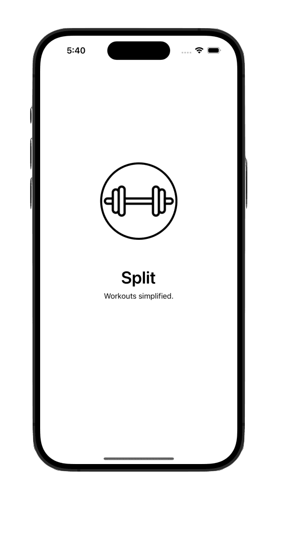 Split app workout tracking screen